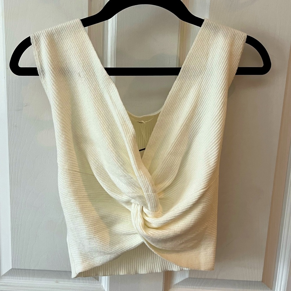 Knit Crop Top with Knotted Twist